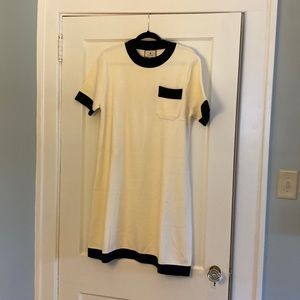 Tuckernut cream and navy knit dress